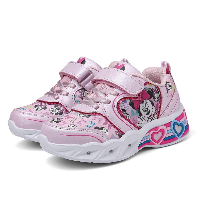 Disney En Najaar Nieuwe Bevroren Kinderschoenen Meisjes Mode Casual Schoenen Flash Led Licht Schoenen Sneakers| | - AliExpress