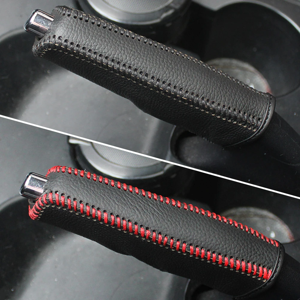 Gear Head Cover PU Leather Car Gears Handbrake Cover Shift Lever Cover Collars Handbrake Hand Brake Anti-Skid Auto Parking Brake