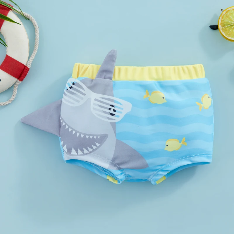 0-3Y Baby Boys Swim Shorts Shark Print Stretch Quick Dry Swimsuits Toddler Swim Trunks Kids Bathing Suits