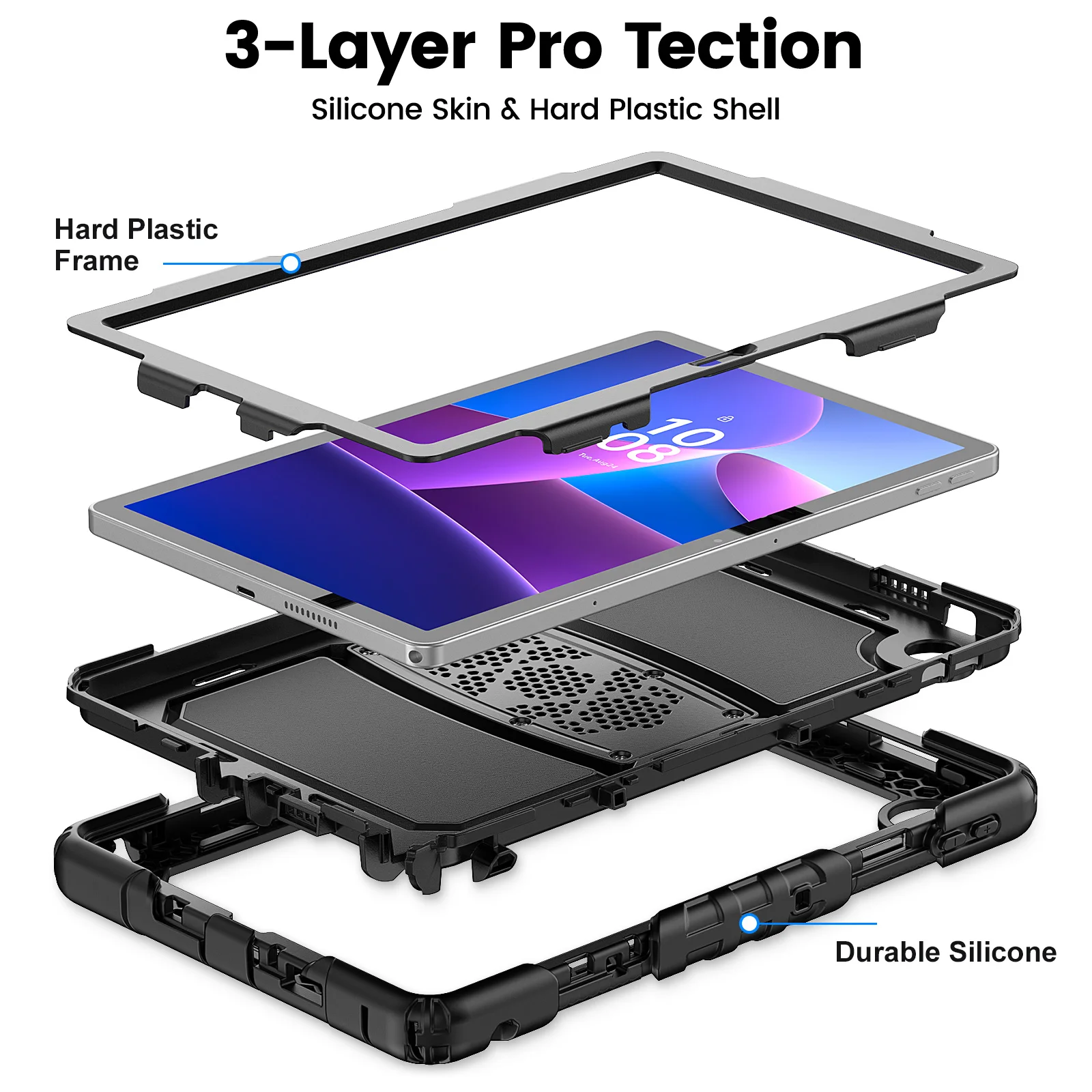 Rugged Kickstand Case with 3-Layer Shockproof Protection