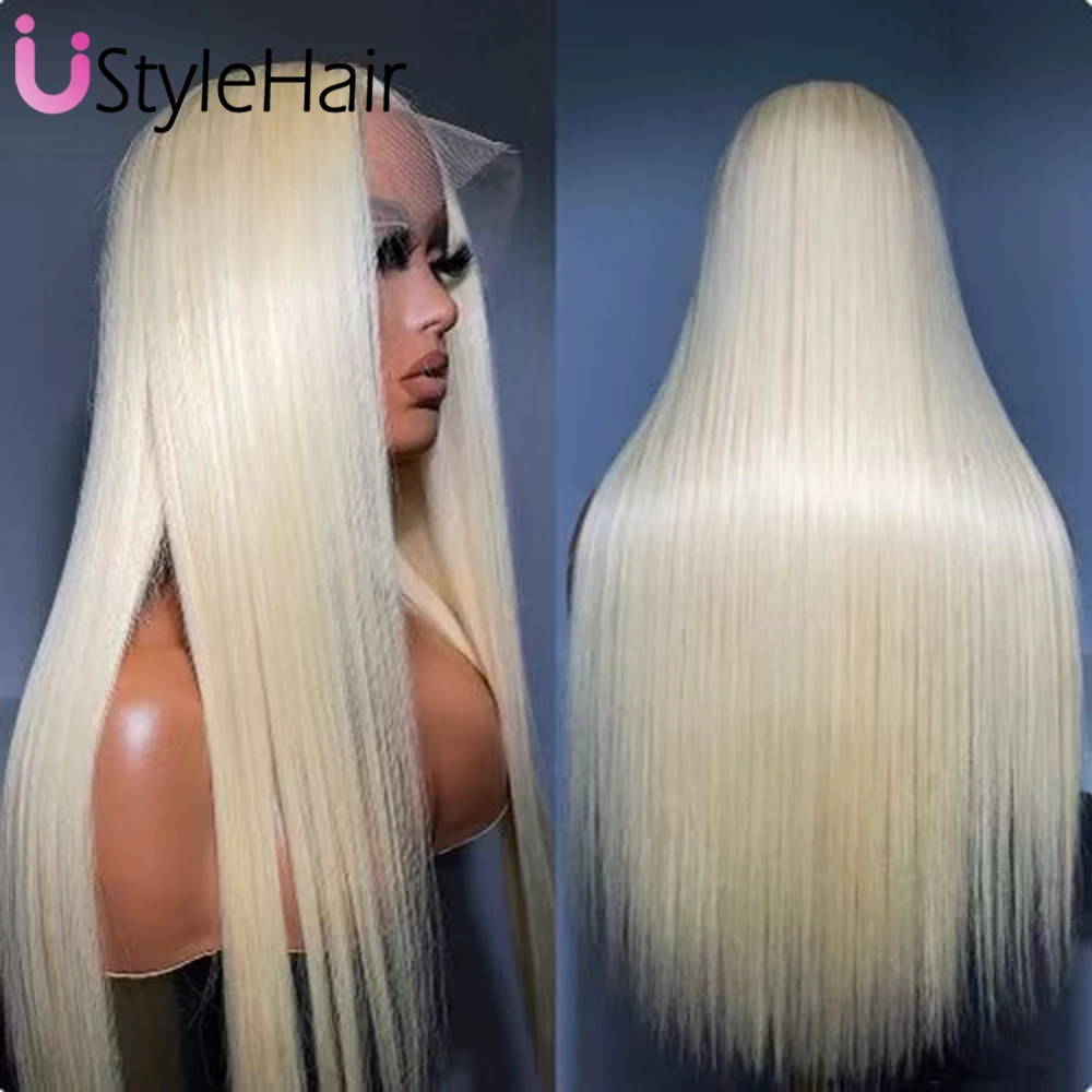 UStyleHair 613 Blonde Lace Wig Synthetic Long Silky Straight Wig for Women Heat Resistant Natural Hairline Daily Use Cosplay Wig 4 UStyleHair 613 Blonde Lace Wig Synthetic Long Silky Straight Wig for Women Heat Resistant Natural Hairline Daily Use Cosplay Wig - Image 4