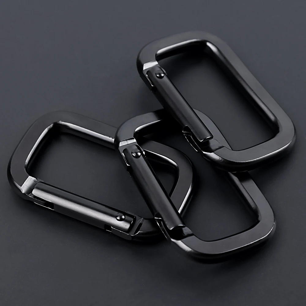 まるアーカー 1/3/5PC Black Aluminum Carabiner Square Ring Key Chain Clip