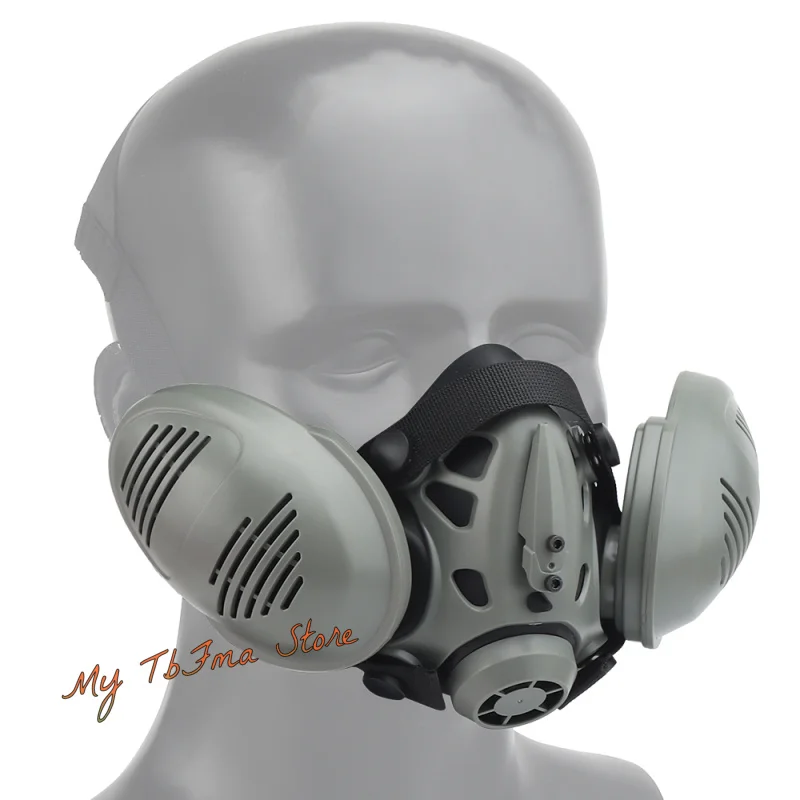Taktische bilaterale Atemgerät doppelseitige Atemschutzmaske halbe Gesichtsmaske Maske Cosplay Selbst – Detail 19