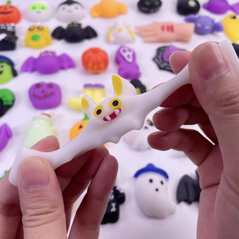 Cute Halloween Pumpkin Ghost Antistress Decompression Squishy Toy 10Pc for Kids Adult Birthday Party Favors Halloween Decoration