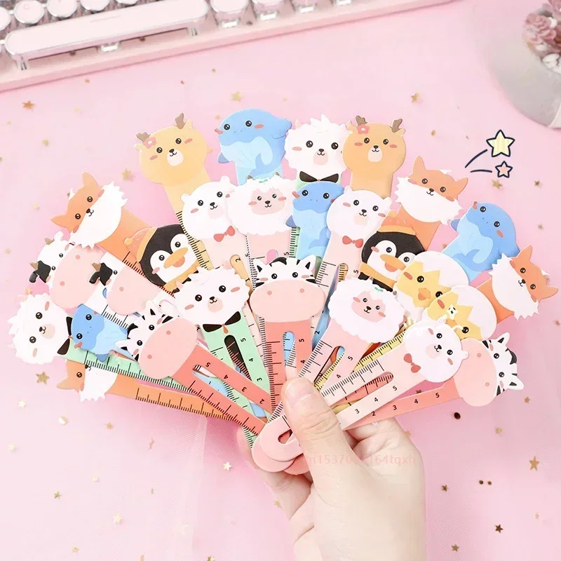 Cartoon Animal Bookmark 50Pcs/pack Cute Bear Kitten Student Ruler Bookmark Students Supplies Bookmarks for Books Animal Bookmark Bookmarks Stationery Supplies