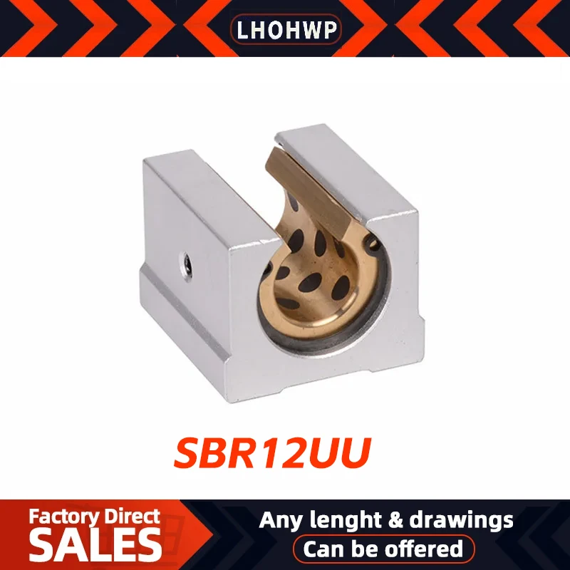 

1pcs SBR12UU Graphite Copper Sleeve Slider Oil-Free Self-lubricating Block For SBR12 CNC Parts