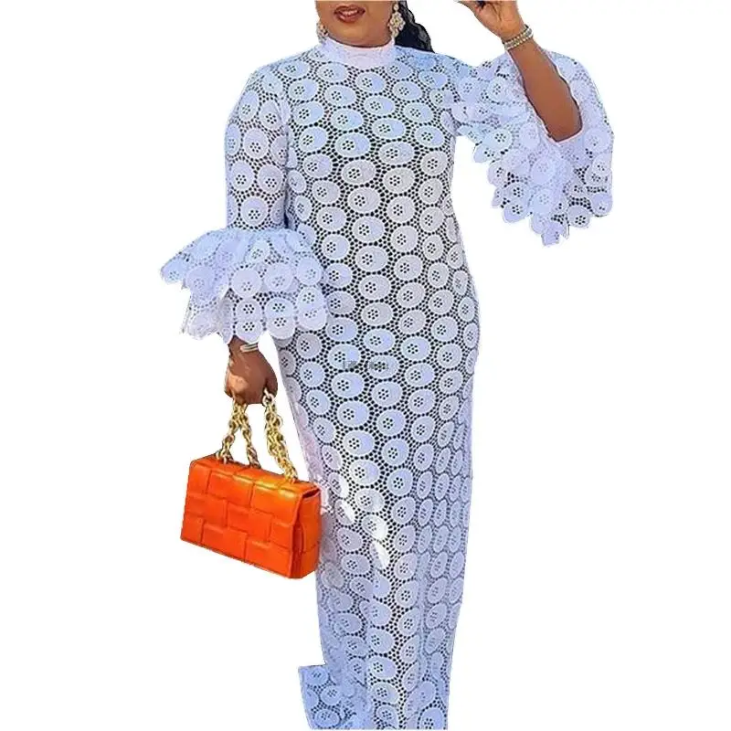 african robe African Dresses  Women Elegant Hollow Out  Muslim Fashion Abayas Robe Kaftan Long Maxi Dress One Piece رمضان african dress style