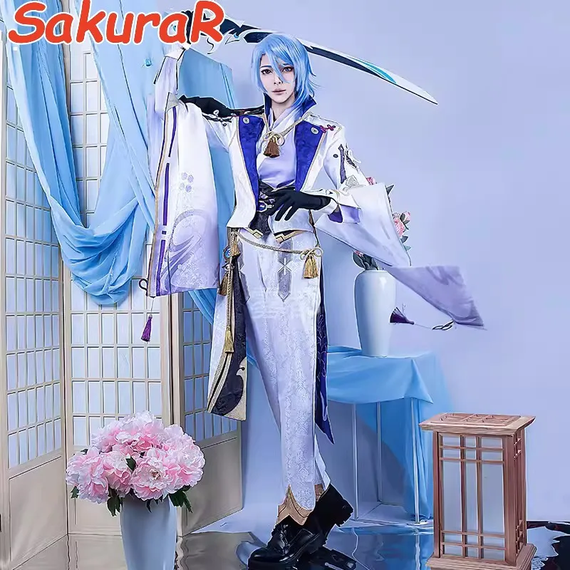

Игровой костюм для косплея GenshinImpact Kamisato Ayato, комикс для ролевых игр с искусственными волосами на Хеллоуин, реквизит для анимации