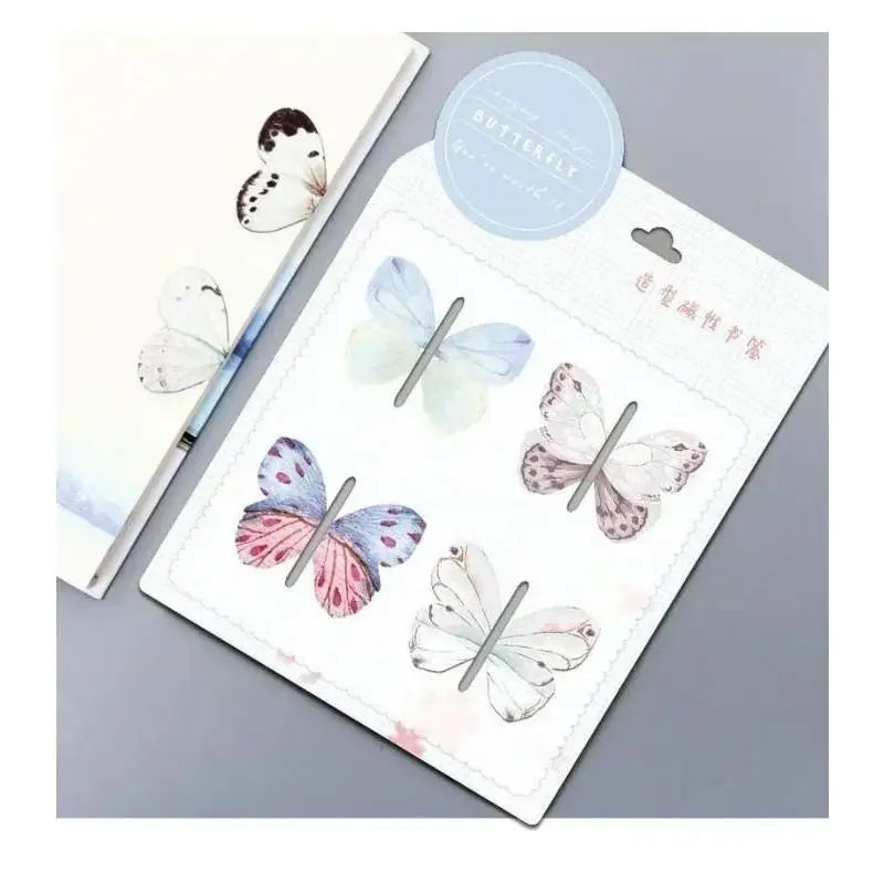 New 4 Pack Cute Butterfly Magnetic Bookmarks Creative Animal Decoration Bookmarks Students Learning Reading Marking Stationery