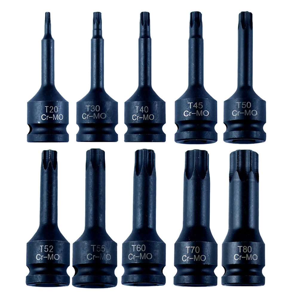 10 stücke 1/2 Zoll Laufwerk Torx Star Bit Sockel Sets T20-T80 Sockel Bits Set Sechs kant buchse Schläge Buchse Wrnech Kopf Handwerkzeuge – Detail 3