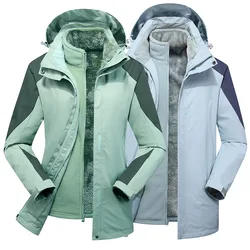 Women's Waterproof Ski Jacket Windproof  3 In 1 Snowboard Hooded Coat Fleece Outdoor Snow Jackets Skiing Suit Chaqueta De Esquí