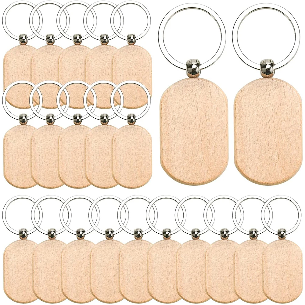 RECTANGLE UNFINISHED WOOD Keychain Wood Keychain Blanks DIY