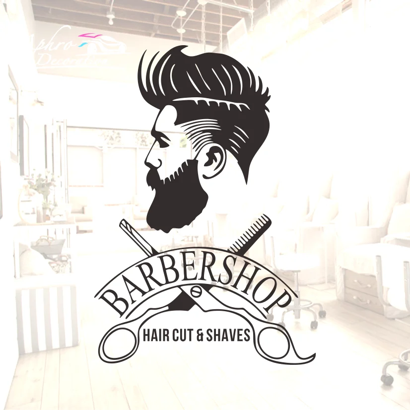 

1pc Self Adhesive Home Decor Hairdresser Sticker Haircut Shavers Barber Shop Sign Vinyl Windows Salon Decoration Art