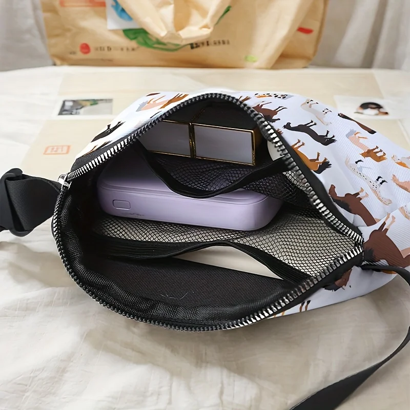 1pc, horse print fashion adjustable crossbody bag, neutral sports waist bag, suitable for running