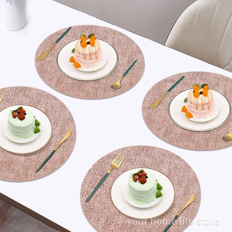 Set di 6 tovagliette ovali in ecopelle, design double-face