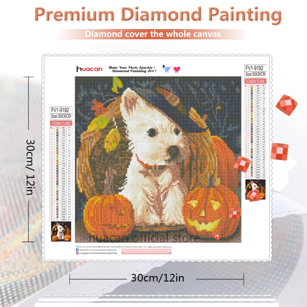 HUACAN Full Round/Square Diamond Painting Dog New Arrive Animal