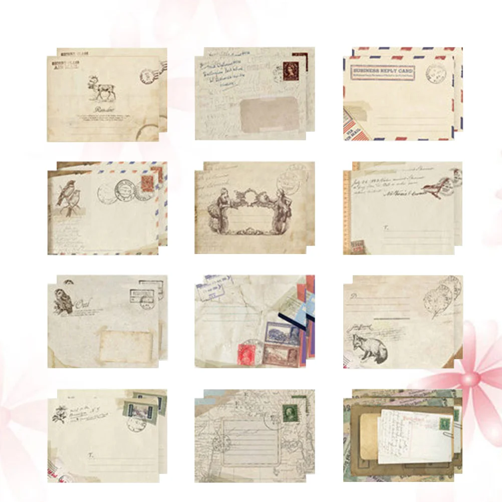 Retro Envelopes Lightweight Paper Practical Storage Small Envelope Business Card Letter Printing Products 48 Pcs