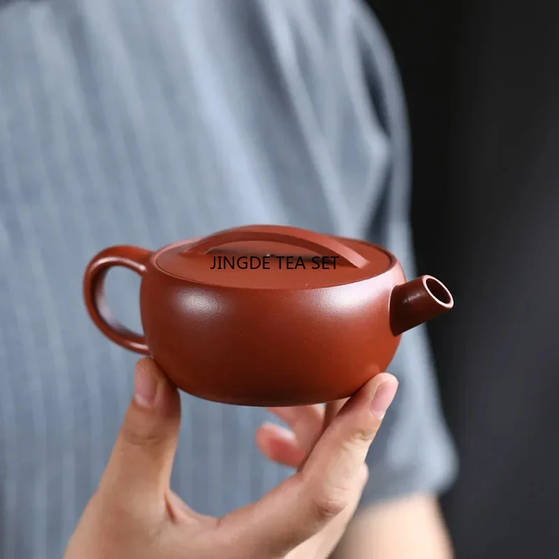 120ml Yixing China Small Capacity Purple Clay Teapot Handmade Large Diameter Teapot Raw Mineral Dahongpao Mud Teapot