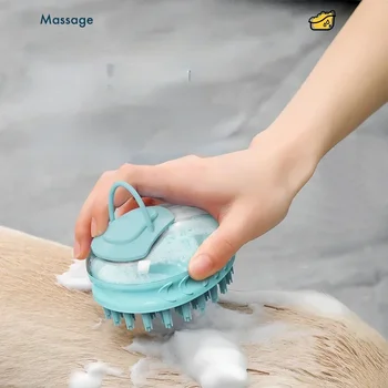 Dog Washing Massage Silicone  For Bath Pet Shampoo Brush Dog Bath Brush With Soap Dispenser Dog Grooming Brush 1