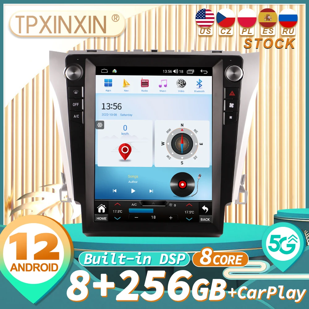 

For Toyota Camry 2013-2017 CARPLAY Android 12 Car Radio Stereo Receiver Autoradio Multimedia Player GPS Navigation