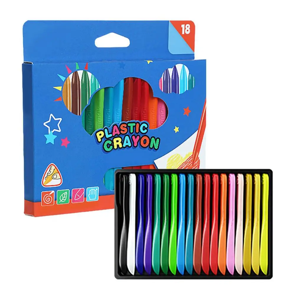 Pack Of 18 Art Supply Childs Plastic Crayons With Box - 1 Piece
