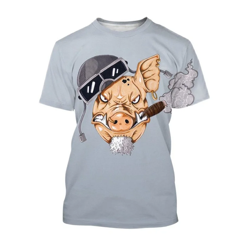 

Мужская футболка с забавным мультяшным 3d-рисунком животных, трендовая футболка в стиле Харадзюку, повседневная Летняя мужская одежда с круглым вырезом и коротким рукавом, 2023