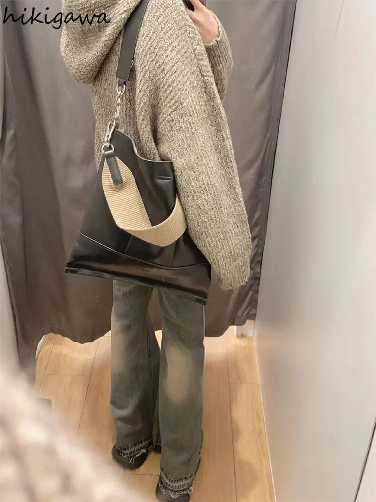 2025 Wimter Clothing Knitwear Cardigan Coats Sueter Mujer Hooded Zipper Pull Femme Knit Thicked Fashion Oversized Sweater Tops 2