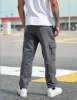 New men's overalls multi-pocket loose men draw rope solid color outdoor hiking overalls 6