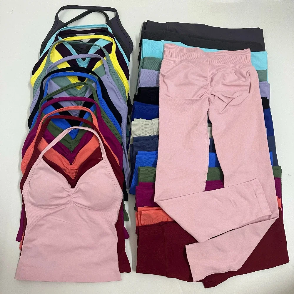 Ensemble 2 pièces pour femme : Leggings Impact et débardeur dos nu taille haute froncé, tenue de sport, fitness, entraînement et yoga 1 Ensemble 2 pièces pour femme : Leggings Impact et débardeur dos nu taille haute froncé, tenue de sport, fitness, entraînement et yoga 1