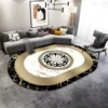 Golden Luxury Decoration Home Oval Carpet High-end Large Are Sofa Living Room Rug for Bedroom Decor Hotel Hall Non-slip Foot Mat 3