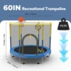 60" Trampoline for Kids with Net, 5FT Indoor & Outdoor Small Toddler Trampoline with Basketball Hoop & Dart Board for Ages 1-8, Birthday Gifts for Boys & Girls, Baby Toddler Christmas Toys