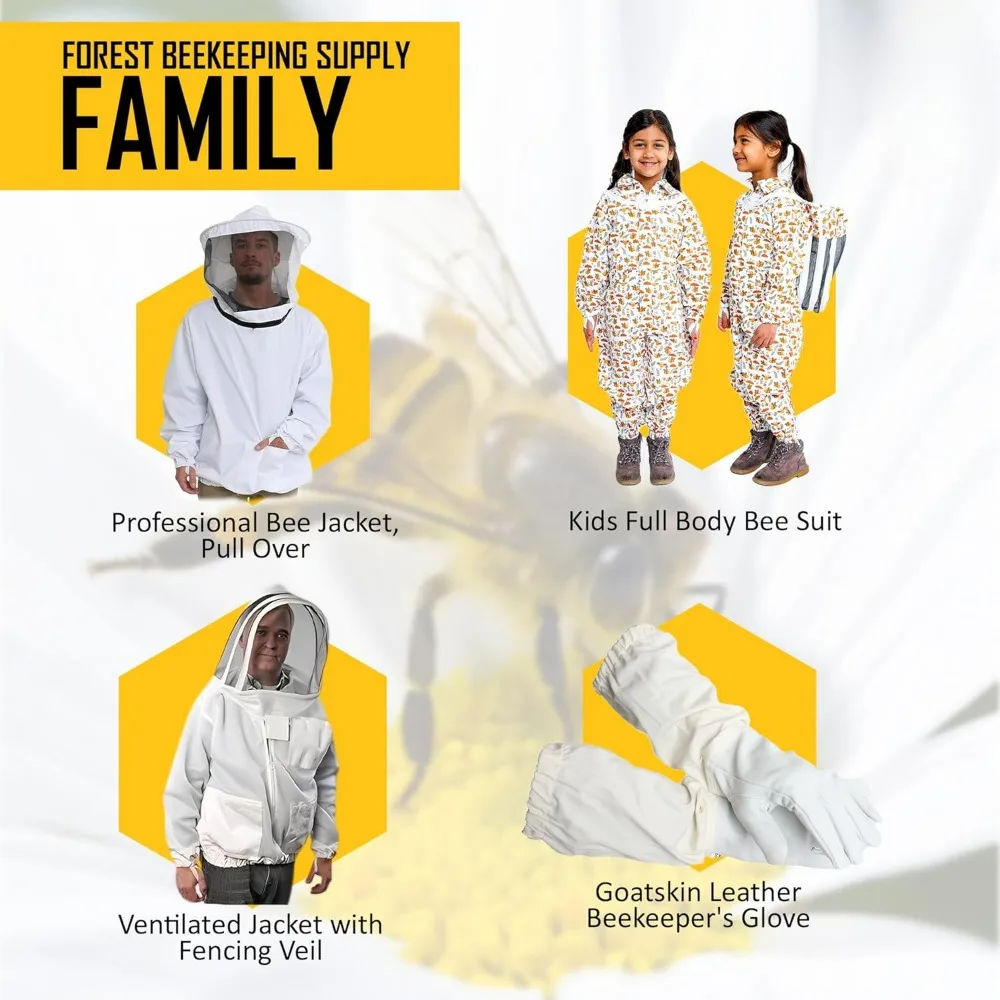 Professional Bee Suit Beekeeping Suit with Ventilated Round Hood Multi-Size Beekeeper Backyard & Commercial Bee Keepers