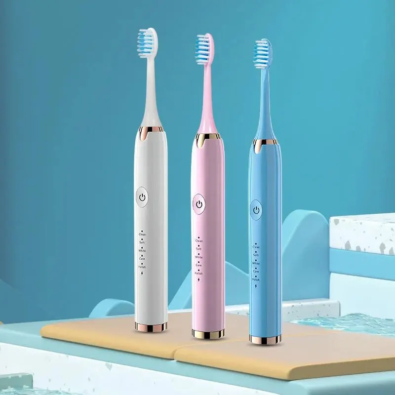 Electric Toothbrush Tongwode Sonic USB Rechargeable Waterproof Electronic Ultrasonic Whitening Replacement Heads