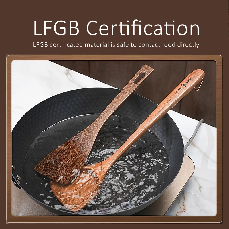 LFGB Certificated Wenge Spatula Ultra Thin Kitchen Turner Whole Log Cutting Wood Shovel Finely Polished Non-stick Cooking Tool