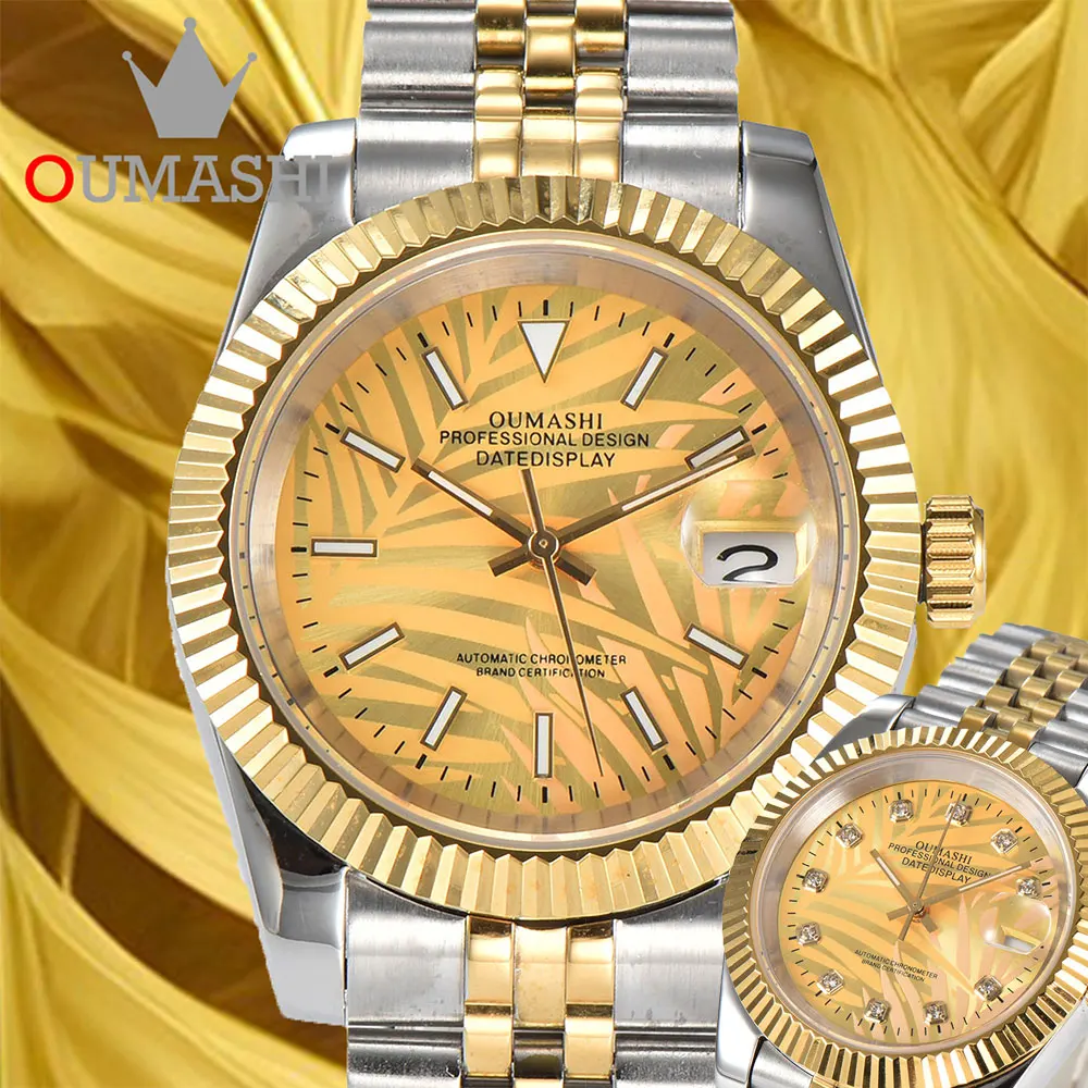 

39mm/36mm Men's Watch Gold Palm Leaf Mechanical Wristwatch Men's Casual Fashion Automatic Wristwatch Sapphire Crystal NH35