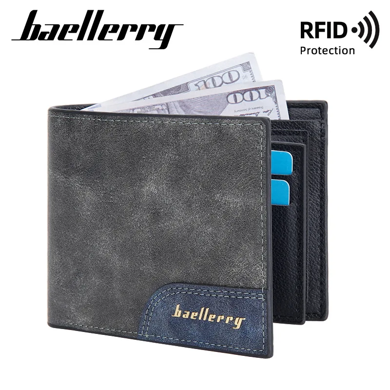 Men's Latest Short Retro Wallet Multi Card Slots Contrast Color Minimal Matte Design