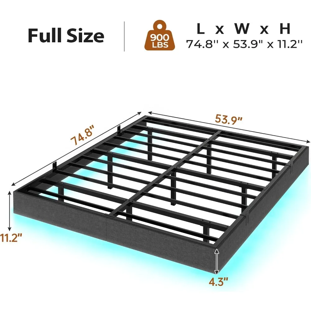 Floating Bed Frame Full Size with LED Lights, Modern Metal Full Platform Bed, Solid and Stable, Noise Free, No Box Spring Needed 2