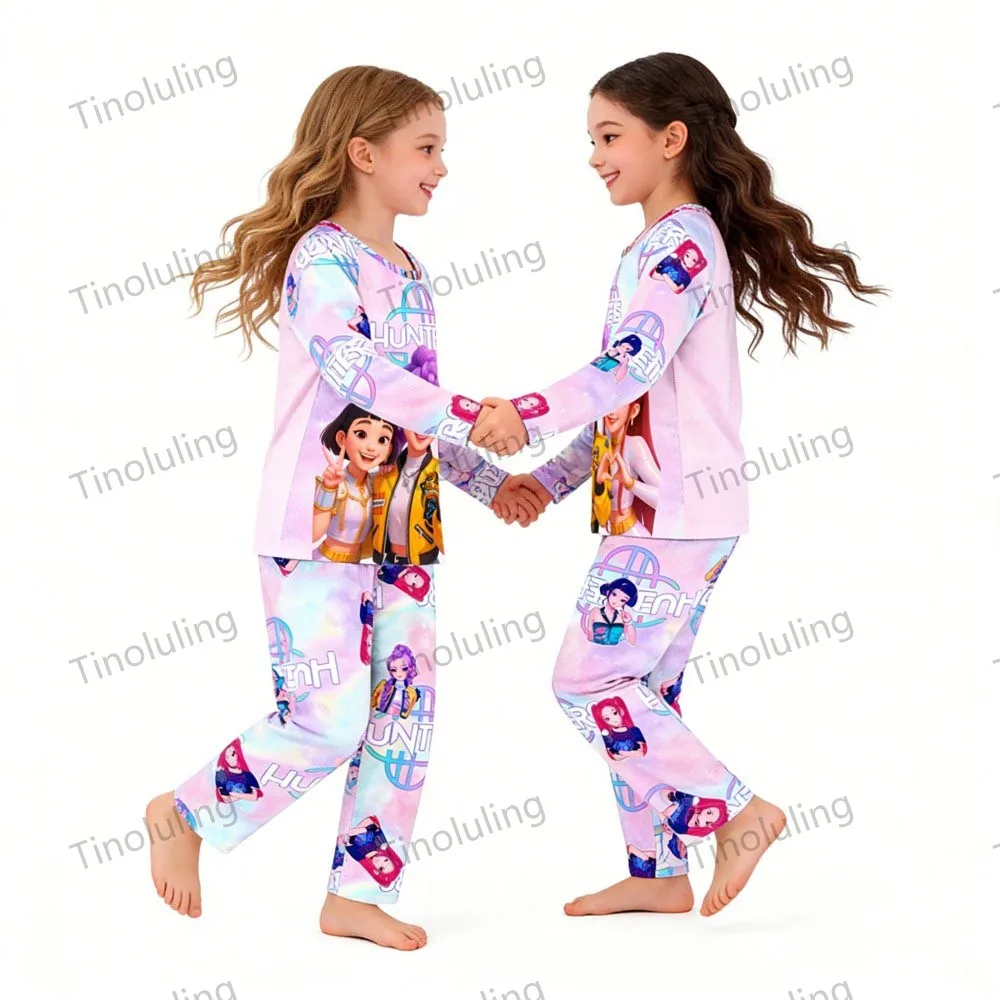 KPop Demon Hunters Huntrix Kids Pajamas Set Long Sleeve Girls Clothing 2pcs Children's Sleepwear Cartoon Boys Nightwear 3-14Y S140ec7273bad46c7b6e59e75c609b6f9p