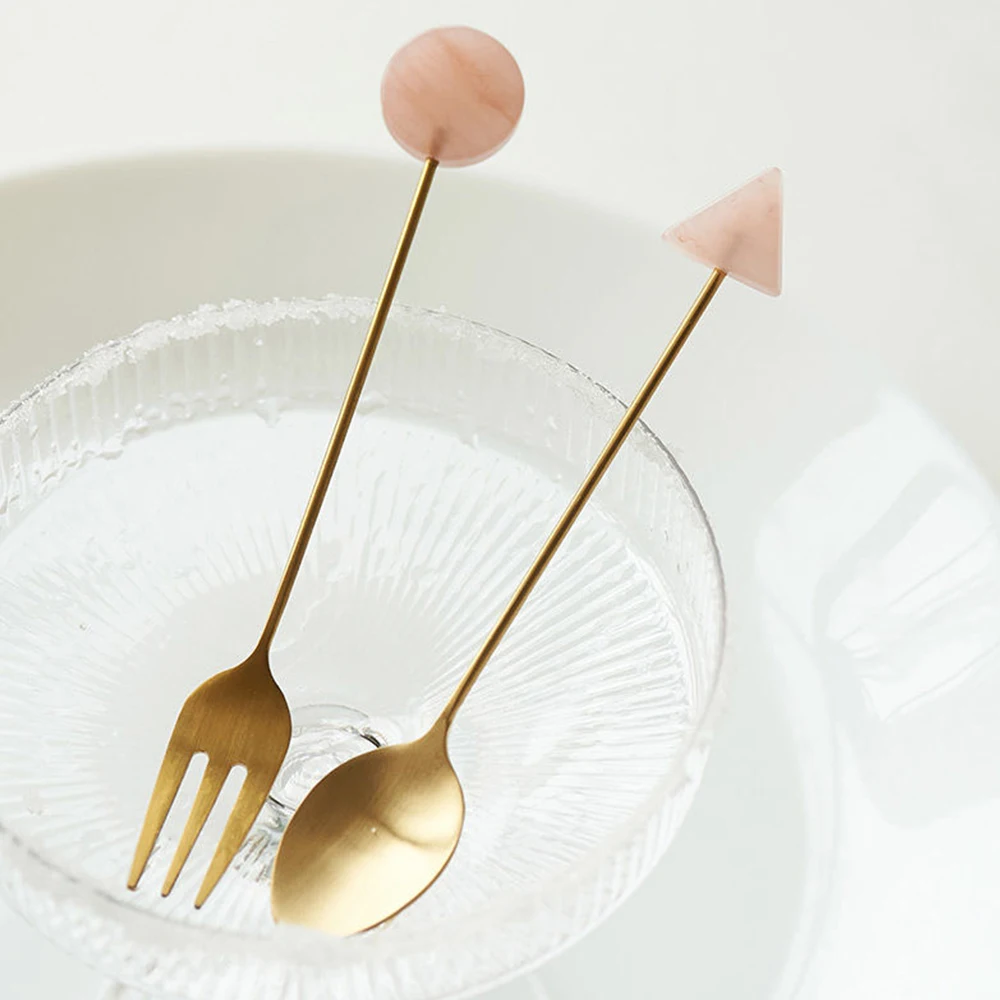 Stainless Steel Small Spoon Fork Set 4PCS for Coffee Tea Stirring