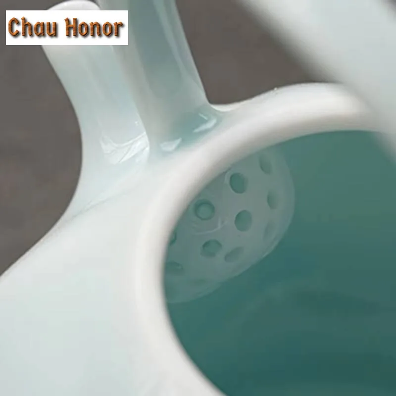 260ml Japanese Style High White Porcelain Loop-handled Hanging Beam Pot Handmade Household Simple Filter Tea Maker Accessories