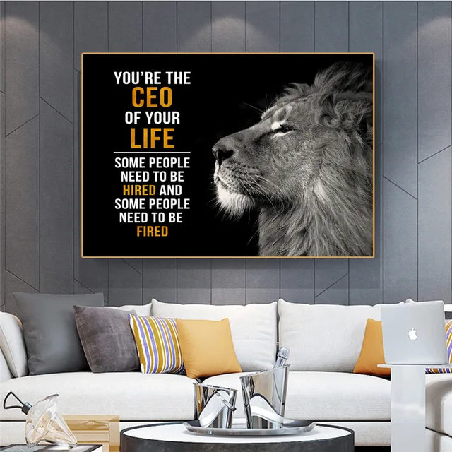 Inspiráló Állati Oroszlán Poszter És Nyomtatja A Modern Vászonfestmény Fali Művészet Képet Nappali Otthoni Dekorációhoz - Image 3