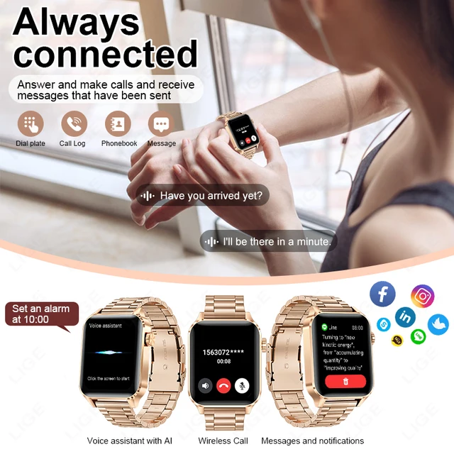LIGE New Bluetooth Call Smart Watches Women Wrist Watch Fitness Watch Waterproof Smartwatch For Xiaomi Huawei Android iOS iPhone 2