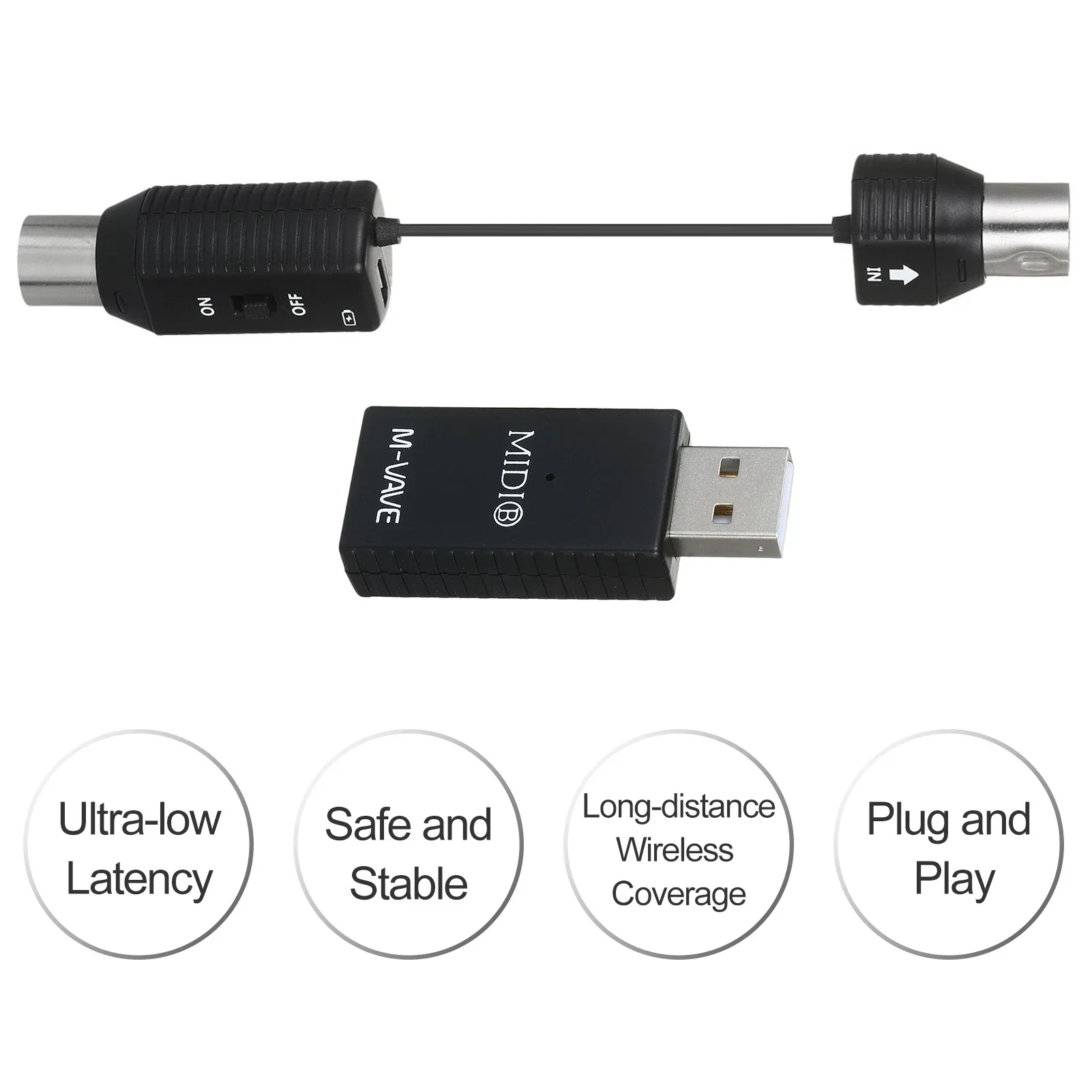 M-VAVE MS1 Wireless Transmission System MIDI System MIDI Mini Wireless Adapter Plug And Play Support For Devices With