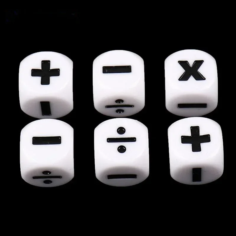 6Pcs Resin Addition Subtraction Multiplication Division Symbol Dice Operation Props Kids Educational Assist Accessories 16mm New