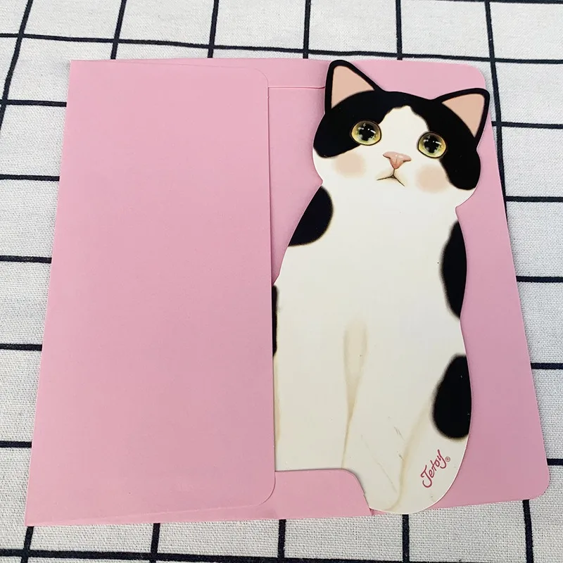 Greeting Cards Cute Cat 3D Greeting Cards Christmas Blessing with Envelopes Wedding Invitations