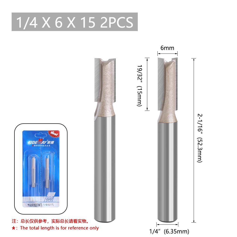 Tideway Straight Router Bits Schaft Doppel flöte Tauch fräser Hartmetall Holz bearbeitung Trimmen Schlitz werkzeug – Detail 7