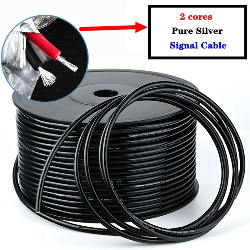 1-100M Hi-Fi Audio 2Core Cavo Audio Segnale Argento Puro Altoparlante Amp Interconnettore Cavi Xlr Rca