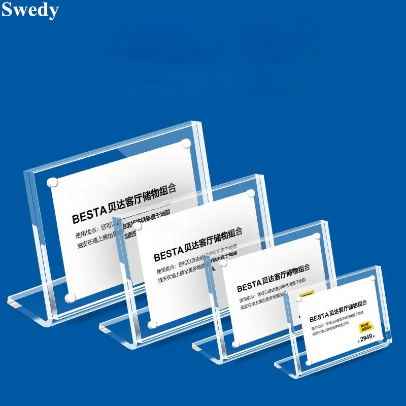 105x70mm L Shape Magnetic Acrylic Sign Holder Display Stand Products Name Card Holder Menu Bread Price List Label Card Tags