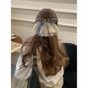 Fermaglio per Capelli a Fiocco in Pizzo, Fatto a Mano, Stile Vintage Coreano, Fiore, Resistente, Elegante Accessorio per Capelli da Donna, per Matrimoni