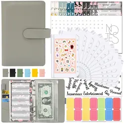 Compact A6 Binder Budget Planner with Zippered Money-Saving Envelopes - A6 (Gray set)